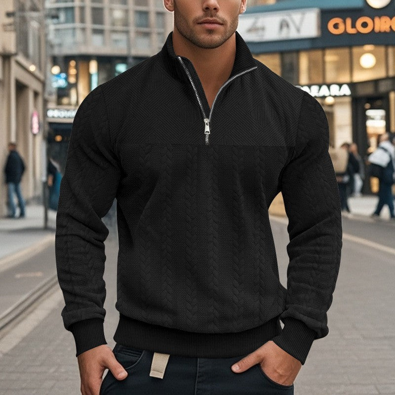 Herren Fleece-Pullover Grobstrick Hochkragen Stylisch Warm