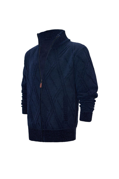 Herren Fleecejacke Hochkragen Strukturiert Warm
