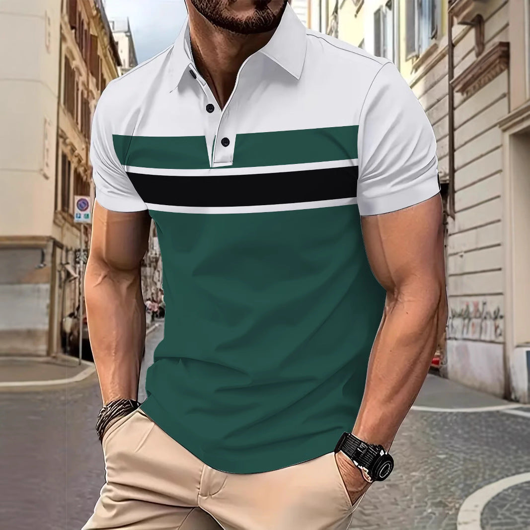 Herren Poloshirt Kurzarm Streifenmuster Modern