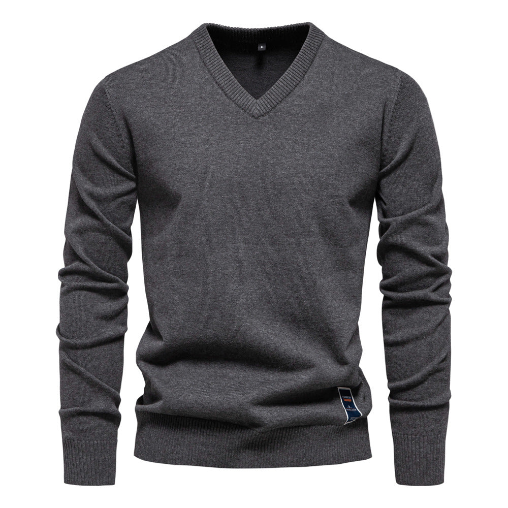 Herren Strickpullover V-Ausschnitt Fein Gestrickt Modern