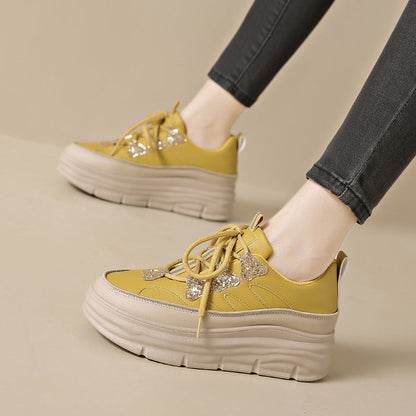 Damen Plateau Sneaker High Heel Sportschuh Mode