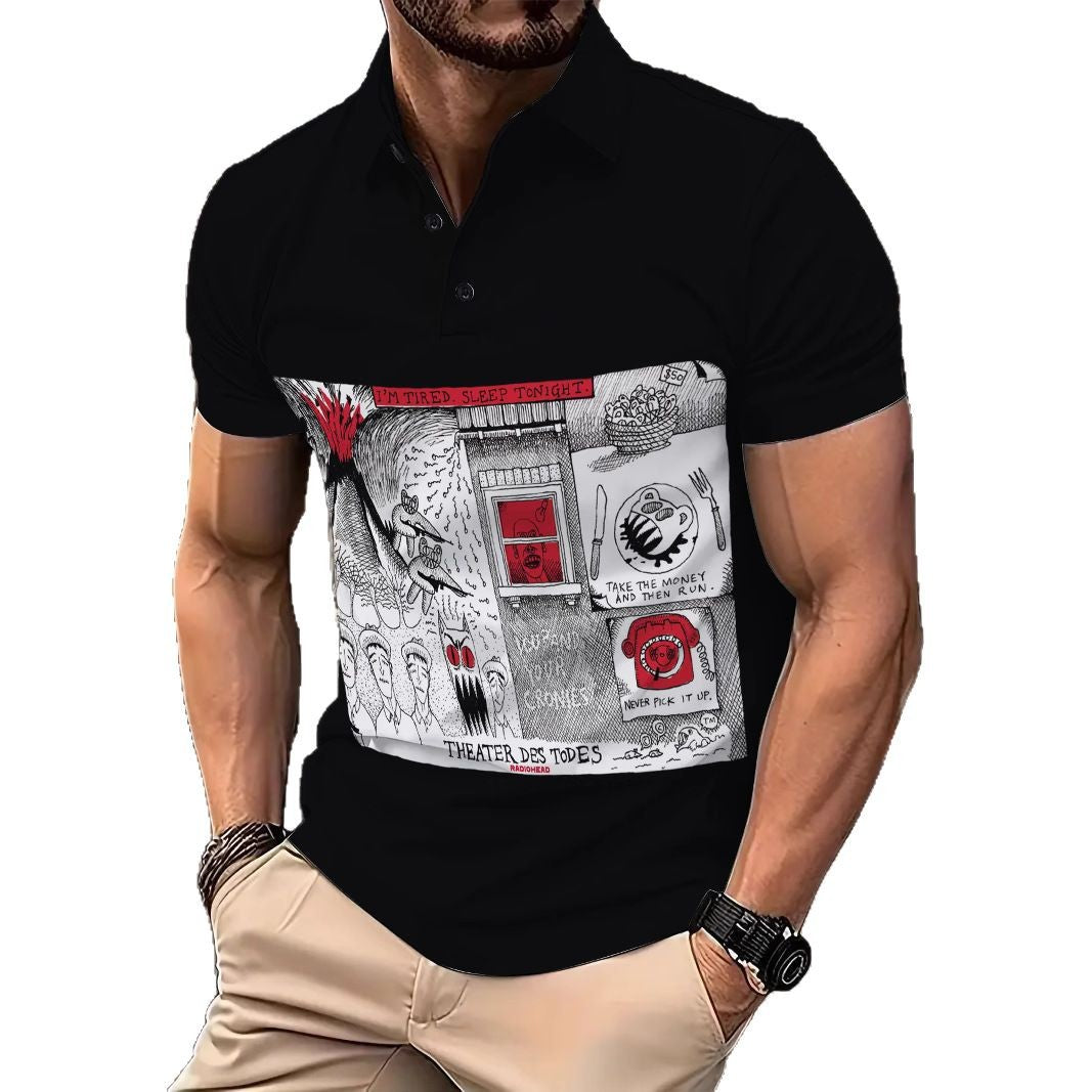 Herren Poloshirt Modern Grafikprint Berlin Style