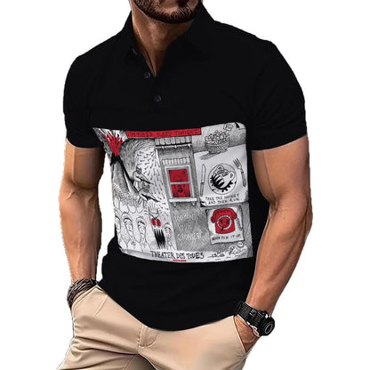 Herren Poloshirt Modern Grafikprint Berlin Style
