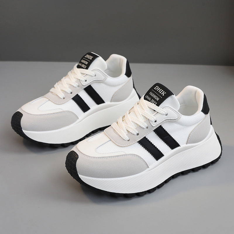 Damen Plateausneaker Hoch Atmungsaktiv Mesh Weiß