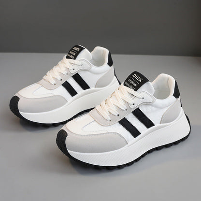 Damen Plateausneaker Hoch Atmungsaktiv Mesh Weiß