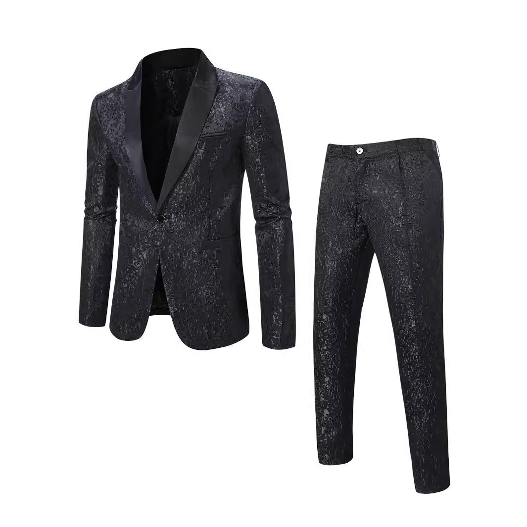 Smoking Anzug Herren Elegant mit Muster Modern Schwarze Gala - BerlinGlamour