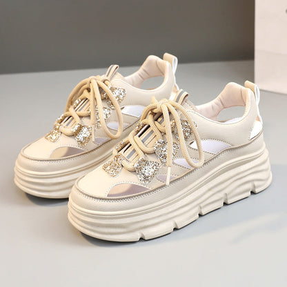 Damen Sneaker Plateau Sportlich Glitzernd Trendy Schuhe