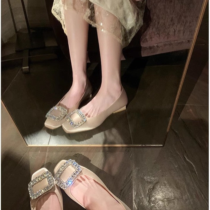 Damen Ballerinas Glitzer Schmuckdetails Elegant