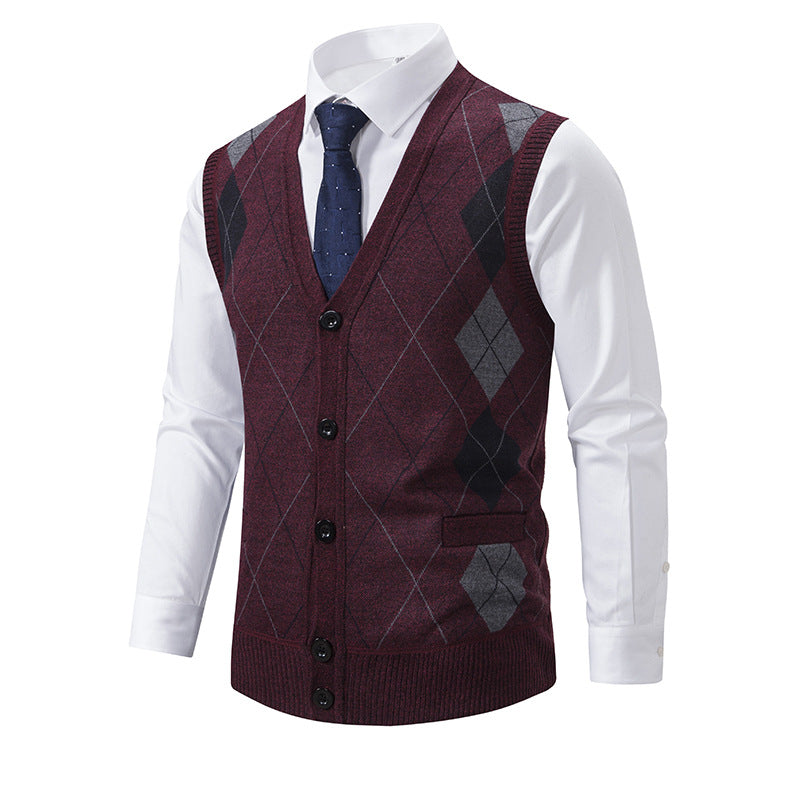 Herren Strickweste Karomuster Modern Elegant