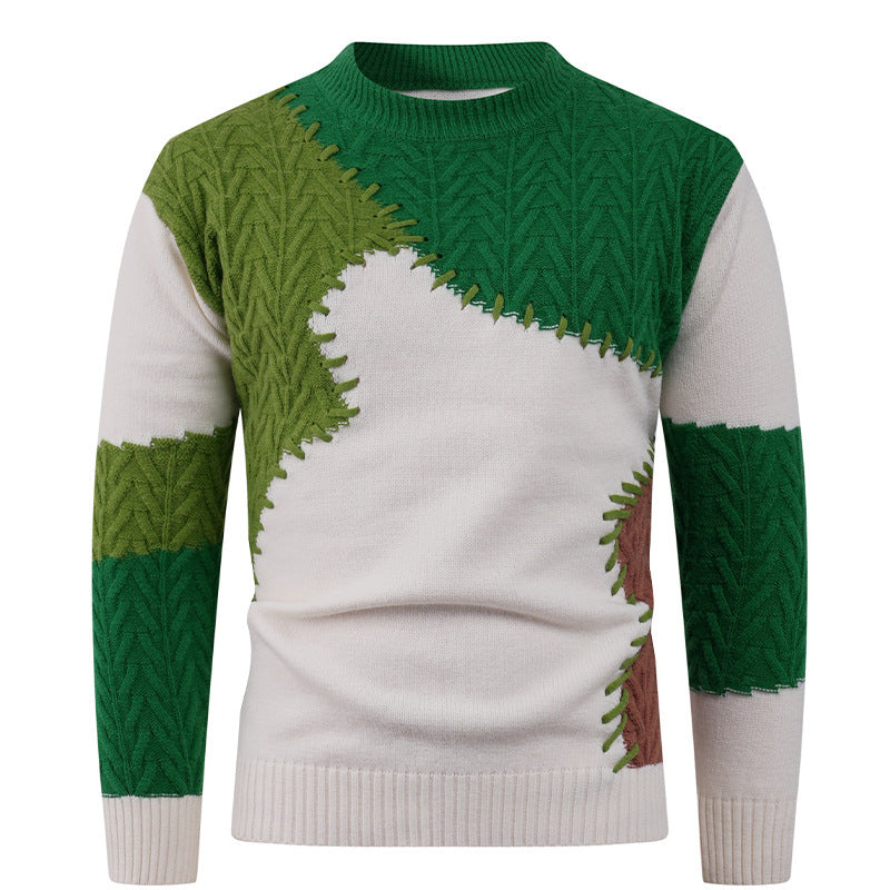 Herren Pullover Patchwork Design Modern Trendy
