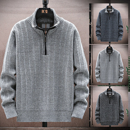 Herren Strickpullover mit Reißverschluss und Hochkragen Modern