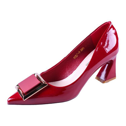 Damen Pumps Hochhackig Elegante Quadratverschluss Schuhe