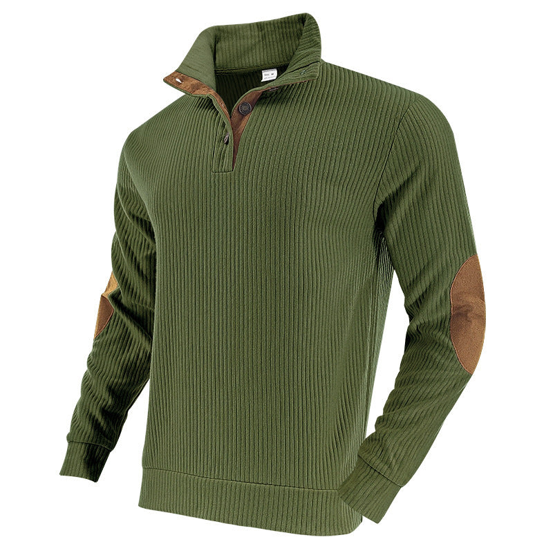 Herren Pullover Modern Stehkragen Lederdetails Trendy