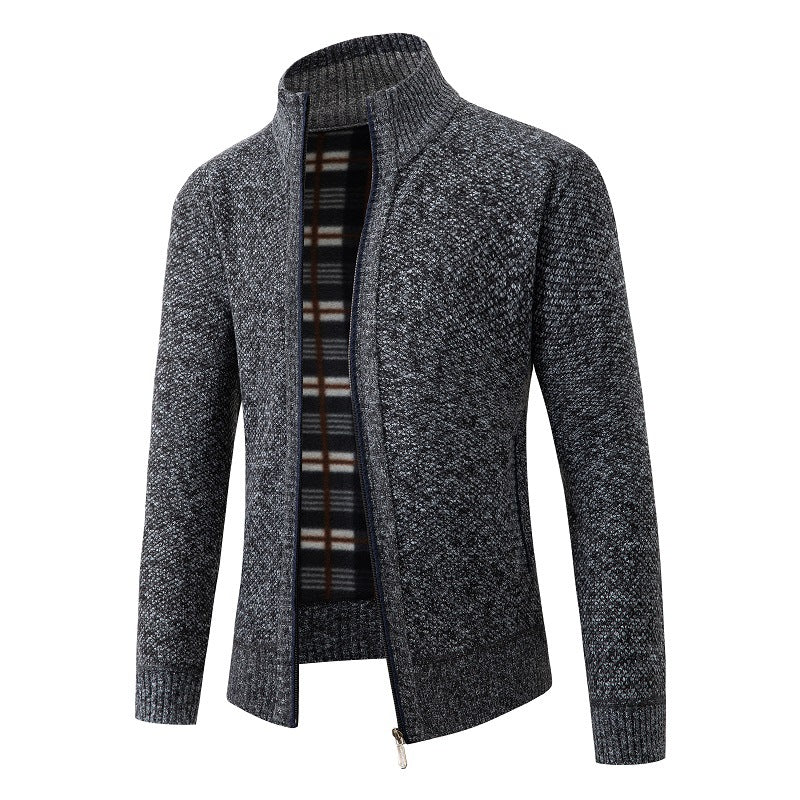 Herren Strickjacke Modern Stehkragen Mit Taschen