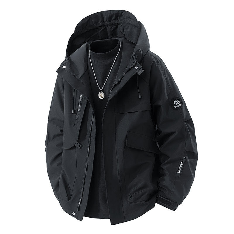 Herren Outdoor-Jacke wasserfest mit Taschen und verstellbarem Kragen