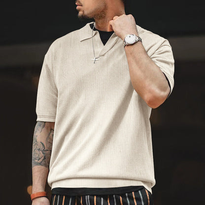 Herren Polohemd Modern Strukturiert Freizeit Style
