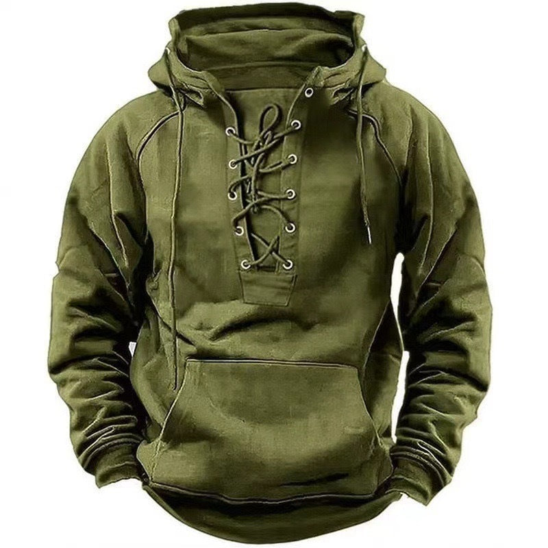 Herren Kapuzenpullover Modern Schnürdesign Sportlich - BerlinGlamour