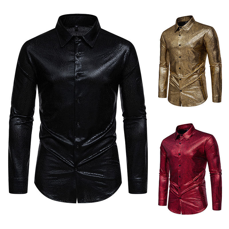 Herren Langarmhemd mit Muster Glitzernd Elegant