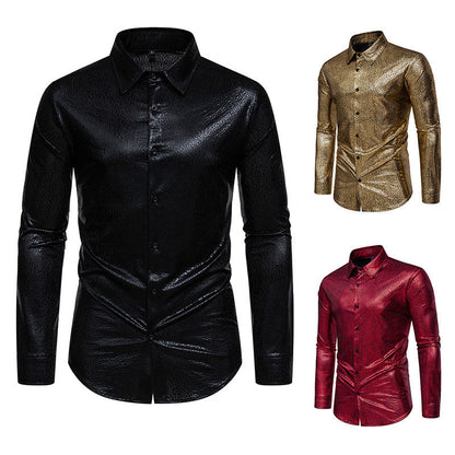Herren Langarmhemd mit Muster Glitzernd Elegant
