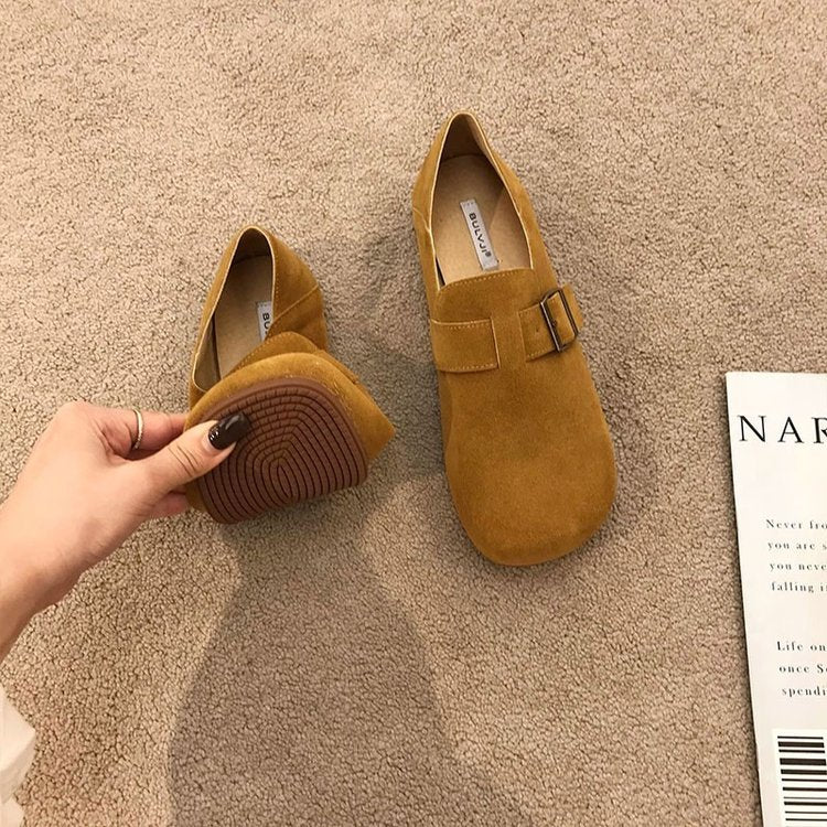 Damen Mokassins Elegante Schnalle Schuhe Weich Lederoptik