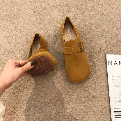 Damen Mokassins Elegante Schnalle Schuhe Weich Lederoptik