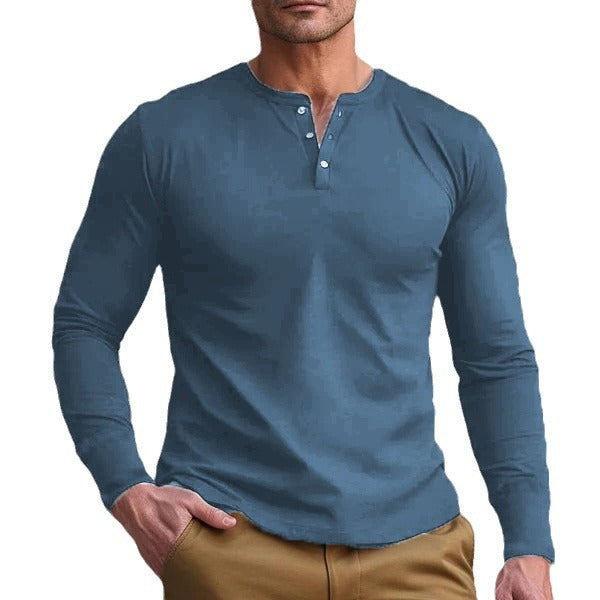 Herren Langarmshirt Henley T-Shirt Modern Berlin