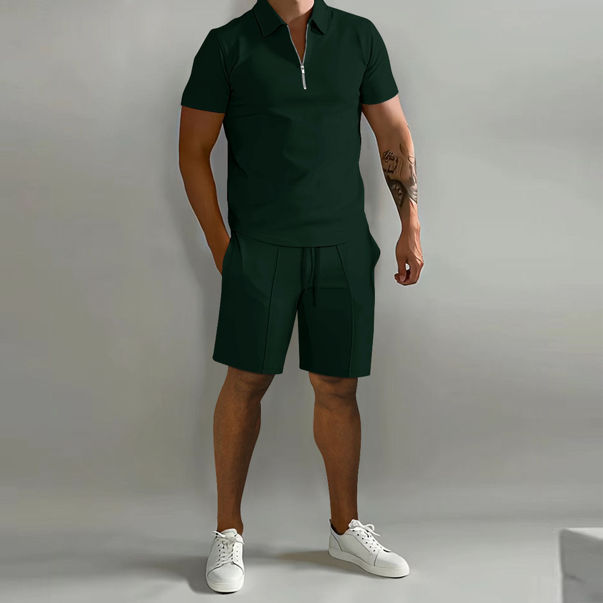 Herren Poloshirt Sportlich Kurzarm mit Shorts Set