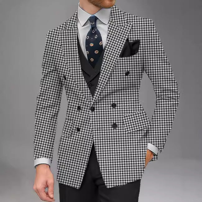 Herren Blazer Doppelt gefüttert Business Elegant Punktmuster - BerlinGlamour