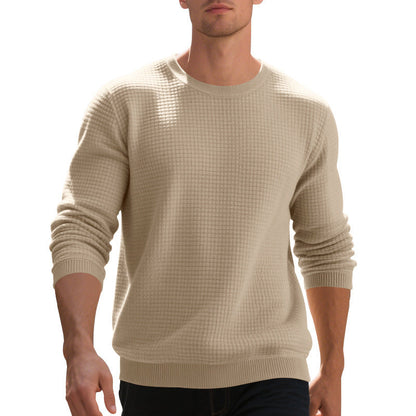 Herren Pullover Warm Strukturiert Rundhals