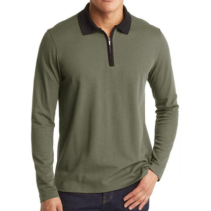 Herren Sportpolo Langarm Stehkragen Reißverschluss Funktionales Design