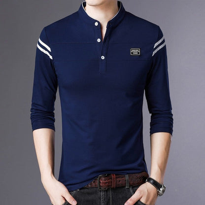 Herren Langarmshirt Mit Kontraststreifen Modern Trendig