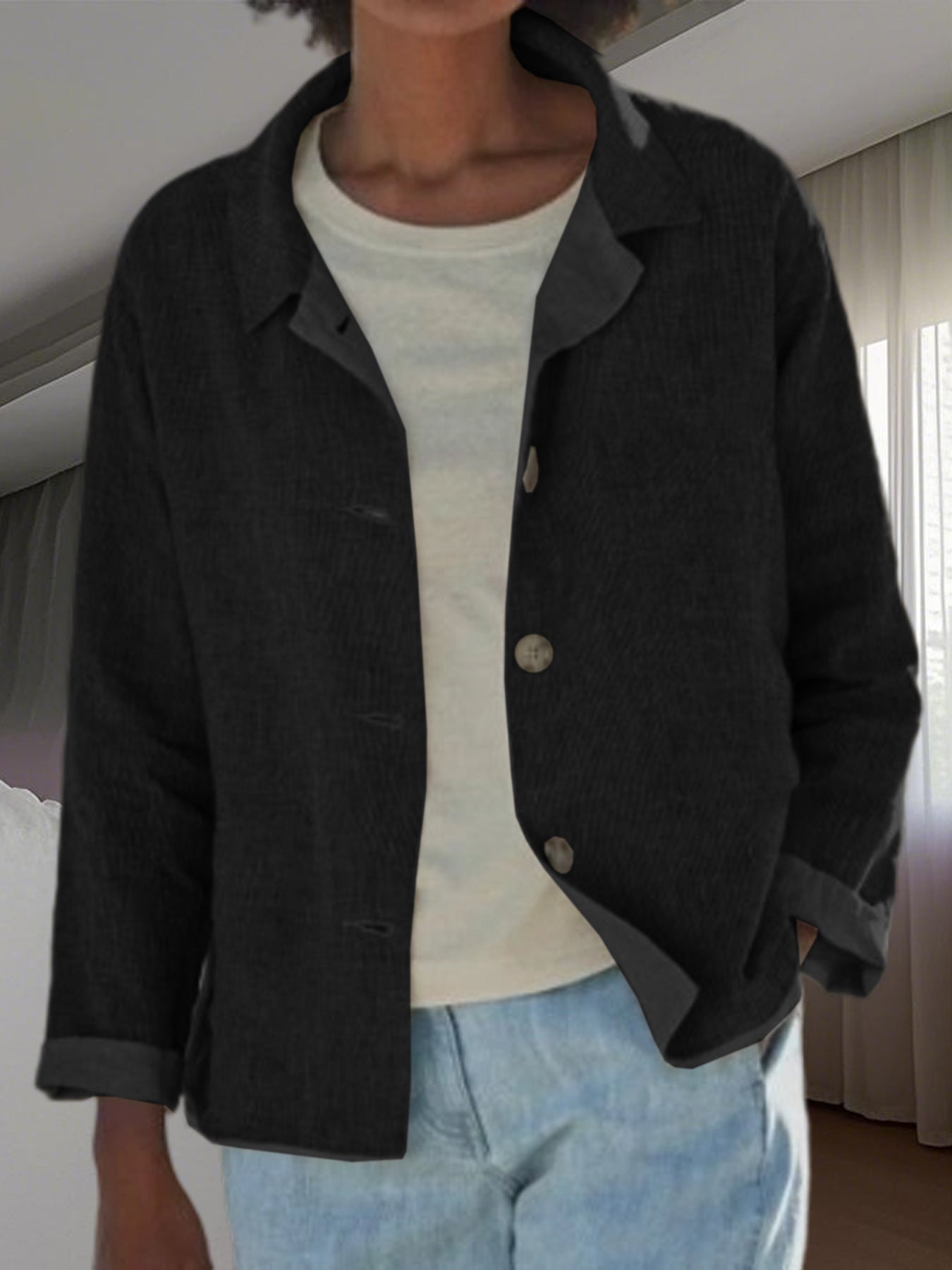 Damen Überwurfjacke Leicht Webmuster Modern