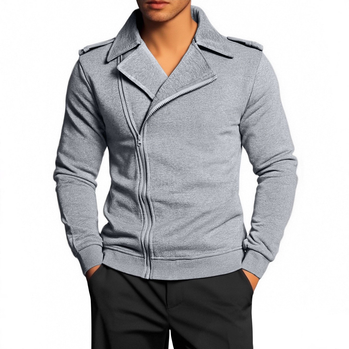 Lässige Herren Zipjacke Mit Kragen Modern