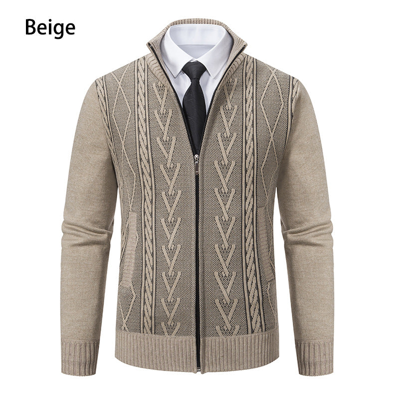 Herren Strickjacke Aran Muster Zipper Modern - BerlinGlamour