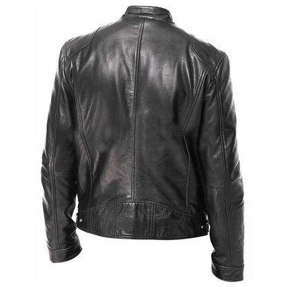 Lederjacke Herren Modern Motorradstyle Reißverschluss Taschen