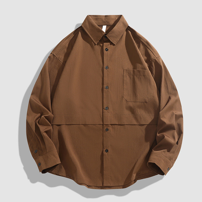 Herren Langarmhemdjacke Lässig mit Brusttasche Modern