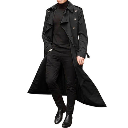 Herren Trenchcoat Eleganter Langschlag mit verdeckten Knöpfen
