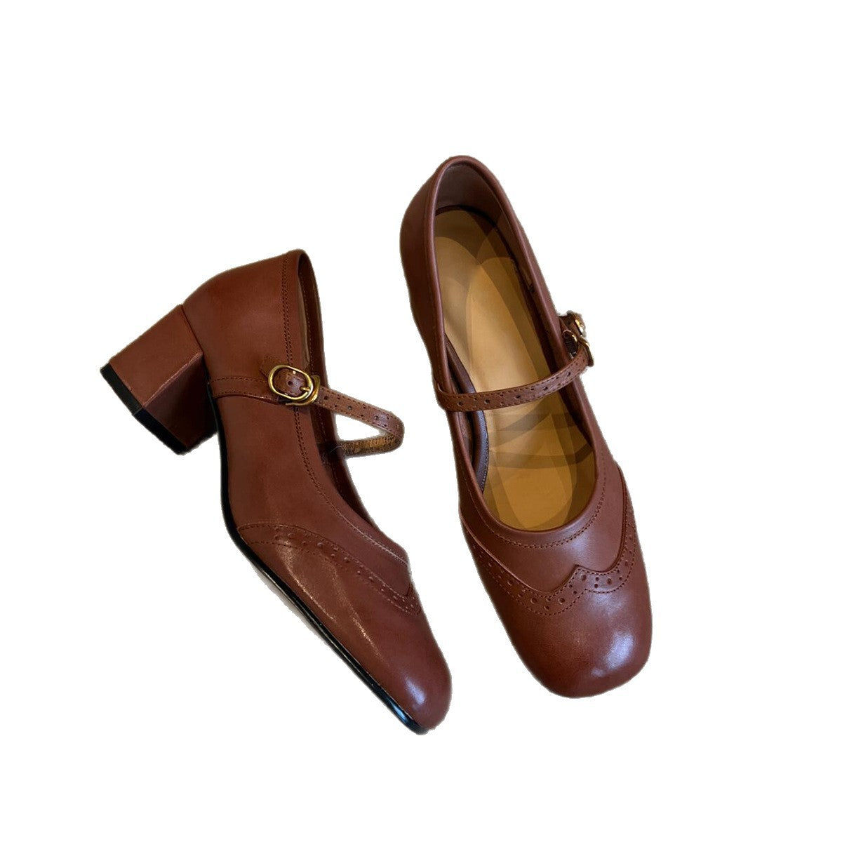 Damen Mary Janes Schuhe Elegante Riemen Ledersohle