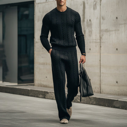 Herren Strickanzug Elastisch Kabelmuster Modern