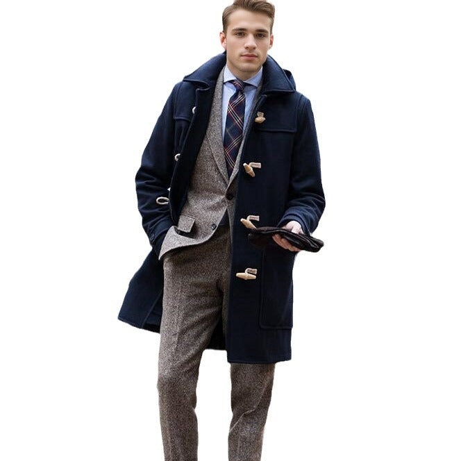 Herren Dufflecoat Stilvoll Knöpfe Elegante Winterjacke