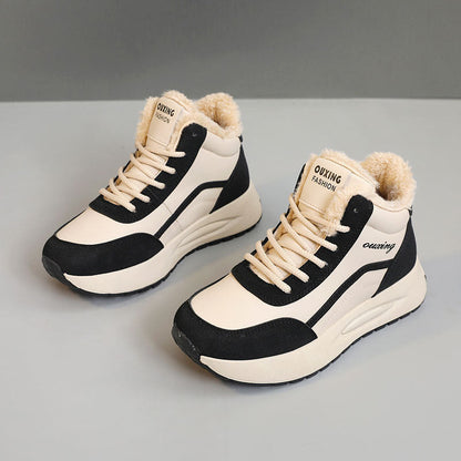 Damen Sneaker Sportlich High-Top Warmfleece Rutschfest
