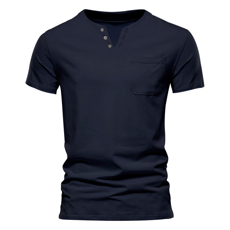 Herren Kurzarmshirt Modern mit Knopfleiste und Brusttasche