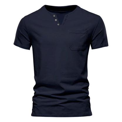 Herren Kurzarmshirt Modern mit Knopfleiste und Brusttasche
