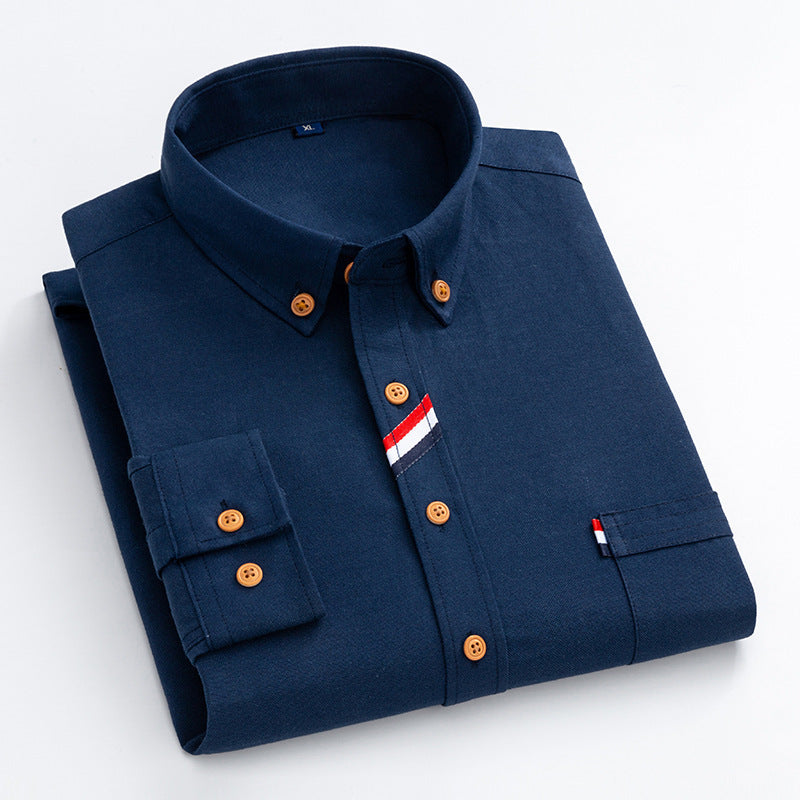 Herren Hemd Chambray Blau Modern Mit Kontrast
