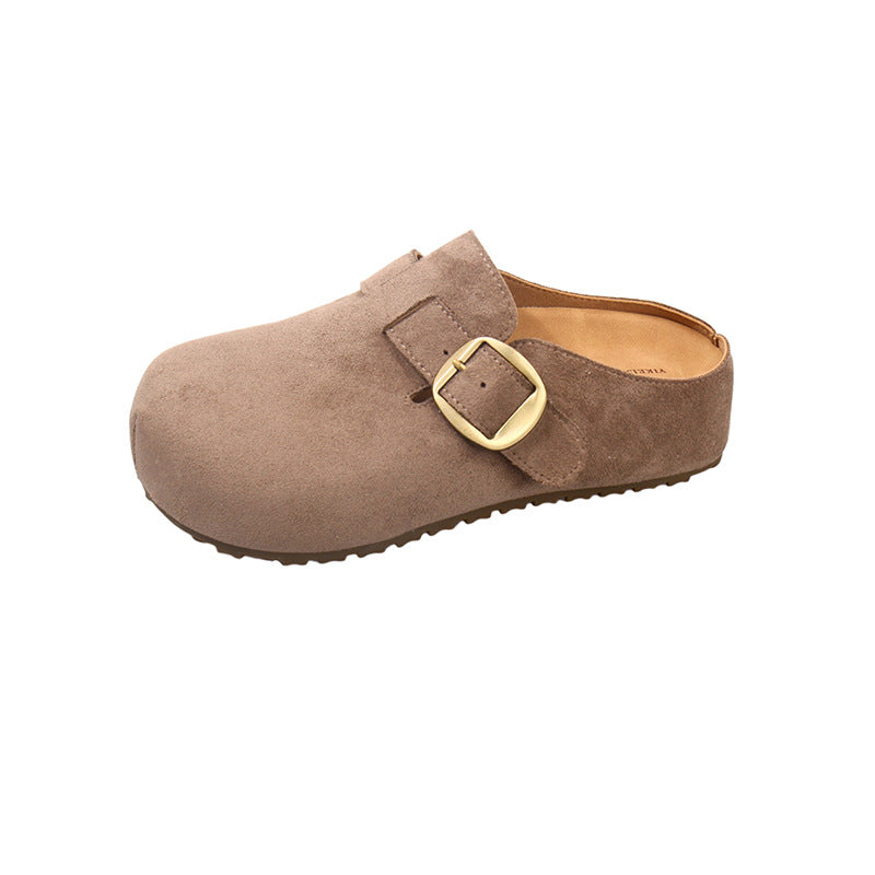 Damen Clogs Wildleder Elegant Schnalle Comfort Schuhe