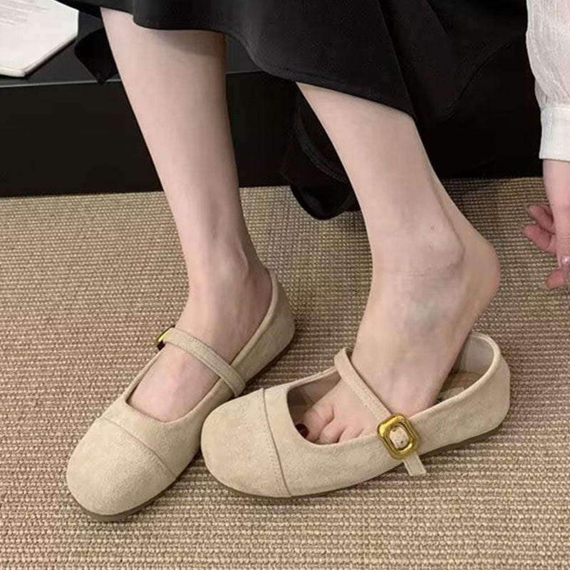Damen Ballerinas Bequem Riemchen Schuhe Komfort