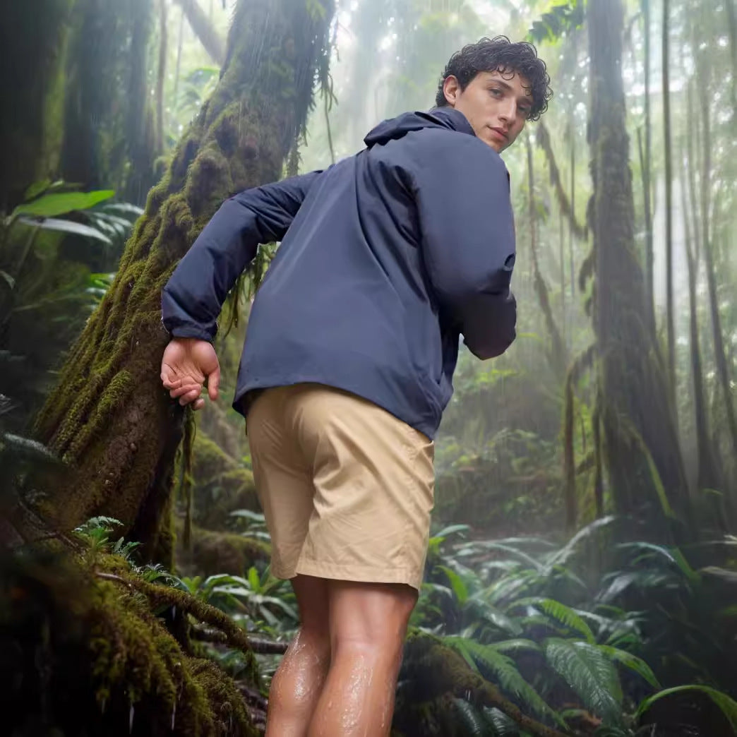 Herren Outdoor-Jacke Wetterfest Verstellbares Kapuzen-System