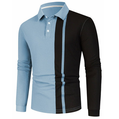 Herren Polohemd Langarm Modern Farbblockdesign - BerlinGlamour