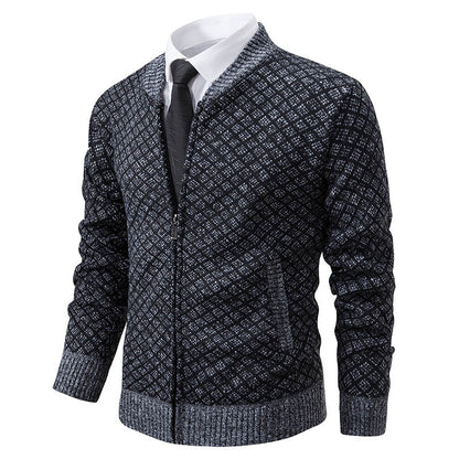Herren Strickjacke Modern Zippverschluss Strukturiert