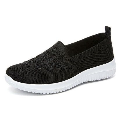 Damen Sneaker Bequem Blumenmuster Slip-On Schuhe